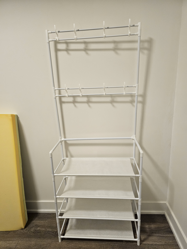 White Coat Rack with fabric shelves - photo 2