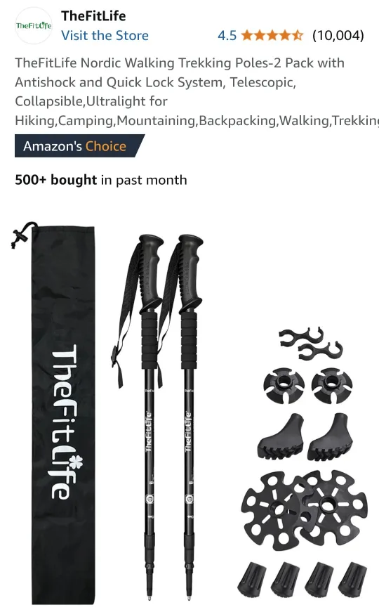 TheFitLife Nordic Walking Trekking Poles-2 Pack thumbnail
