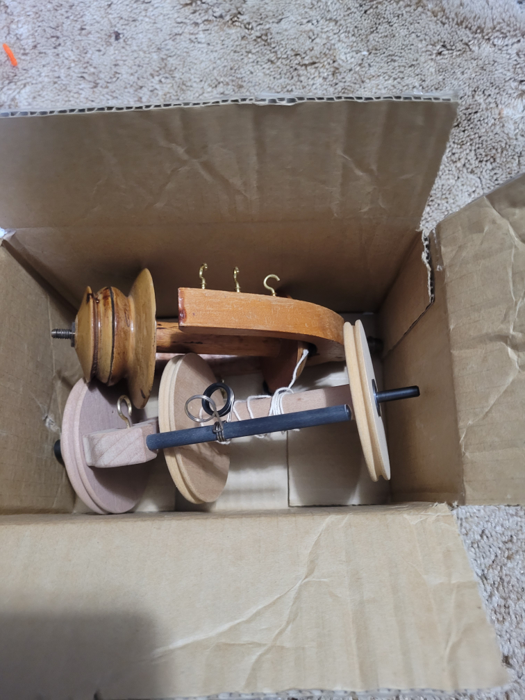 Spinning Wheel with Accessories and Fibre
