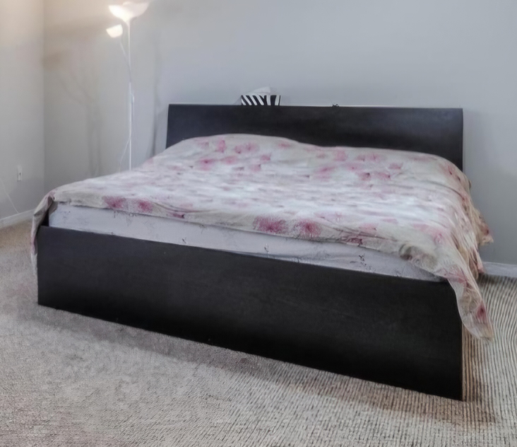 Special MALM queen bed with 4 drawers in black/brown color - photo 2