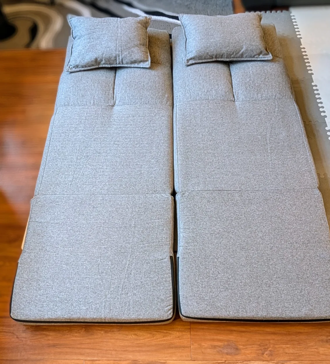 Triple Fold Down Flip Convertible Sleeper Couch - Grey image indicator(7)