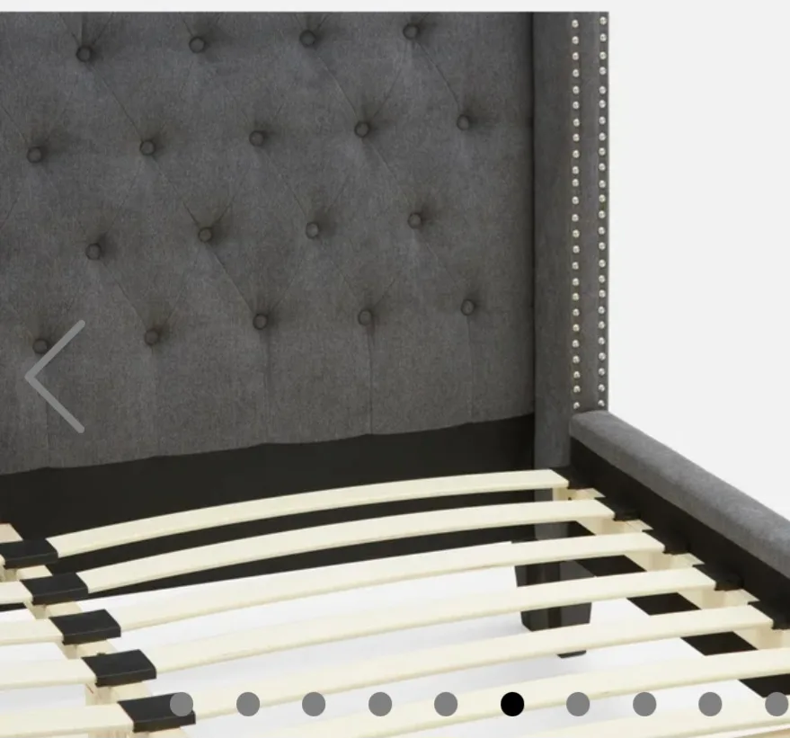 STRUCTUBE grey Tufted Upholstered Wingback Queen Bed image indicator(7)