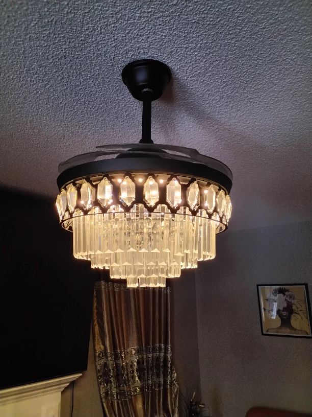 Elegant Crystal Ceiling Fan with Lights - photo 2