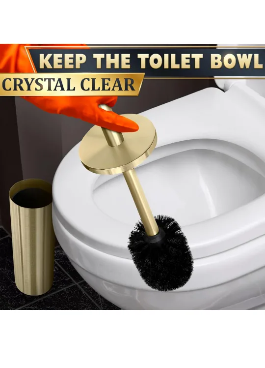 Gold Toilet Brush and Holder Set image indicator(6)