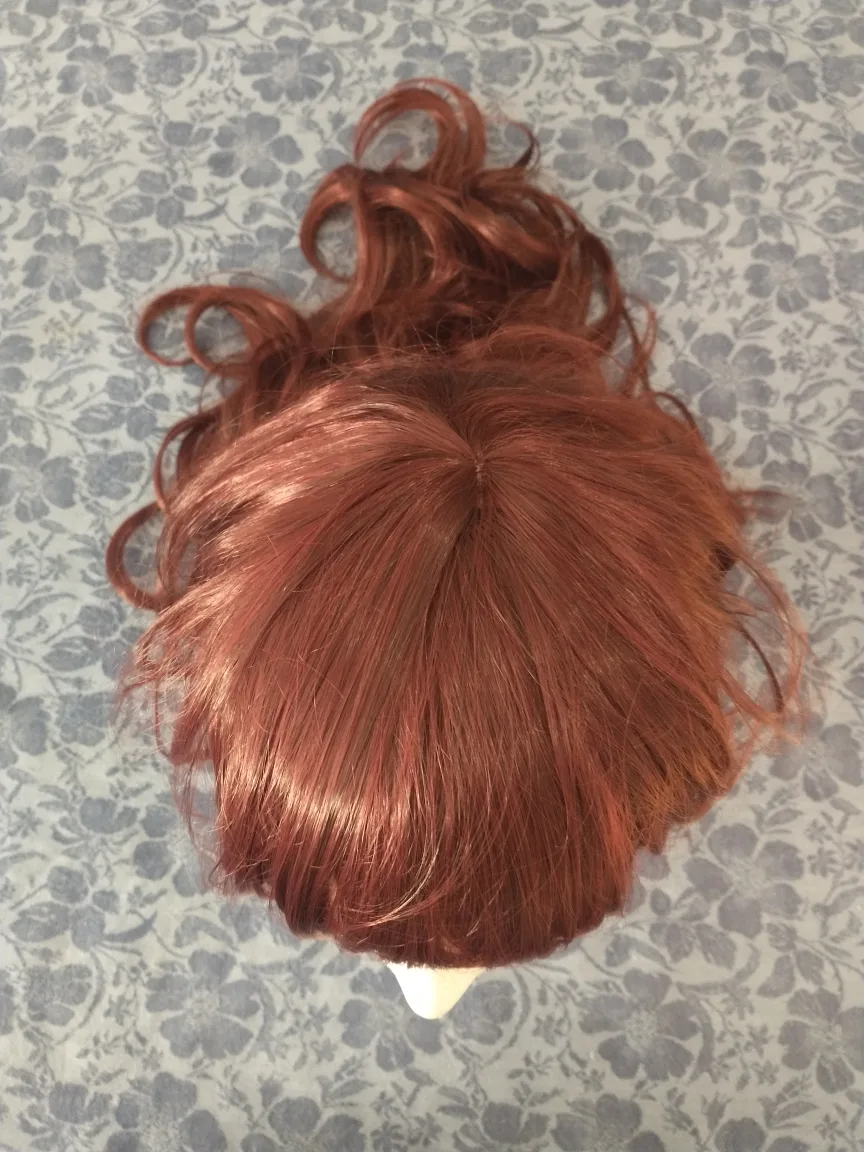 Burgundy red soft curls wig image indicator(2)