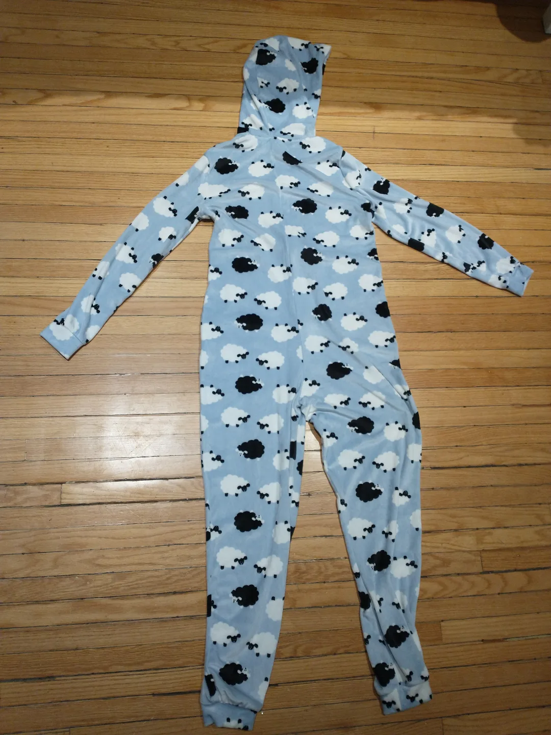 Light blue sheep pattern hooded onesie image indicator(2)