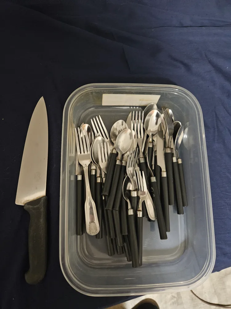Bulk Lot of Flatware & Chef's Knife thumbnail