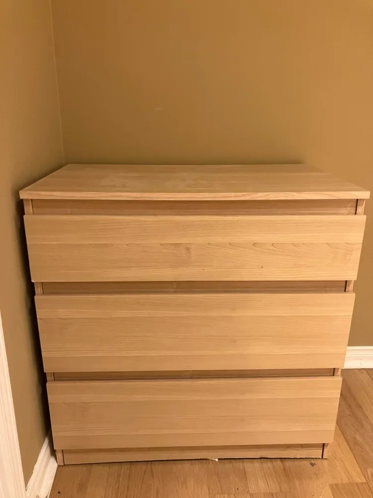 IKEA MALM 3-Drawer Chest - Light Oak thumbnail