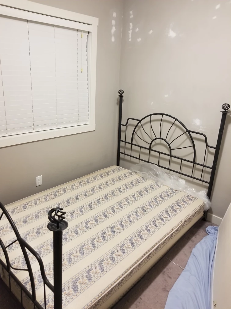 Black Metal Queen Bed Frame with boxspring - photo 2