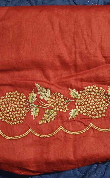 Beautiful Maroon Embroidered Dress Fabric image indicator(2)