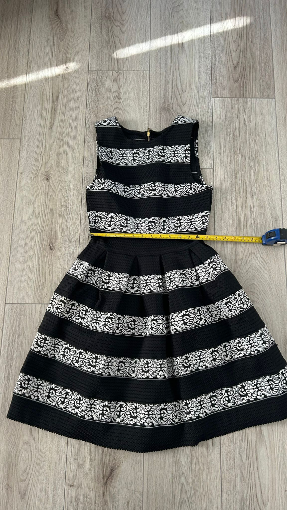 Black and White Striped Fit and Flare Dress - photo 5