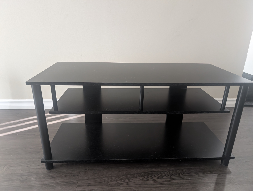 Black TV Stand with Shelves - photo 2
