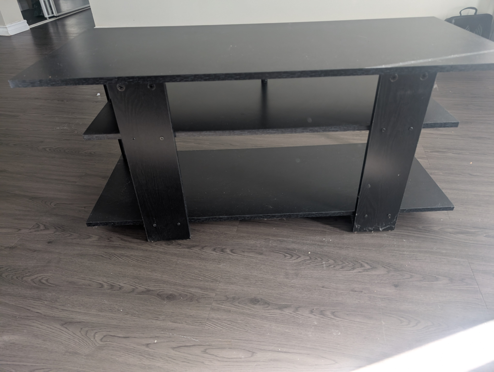 Black TV Stand with Shelves - photo 3