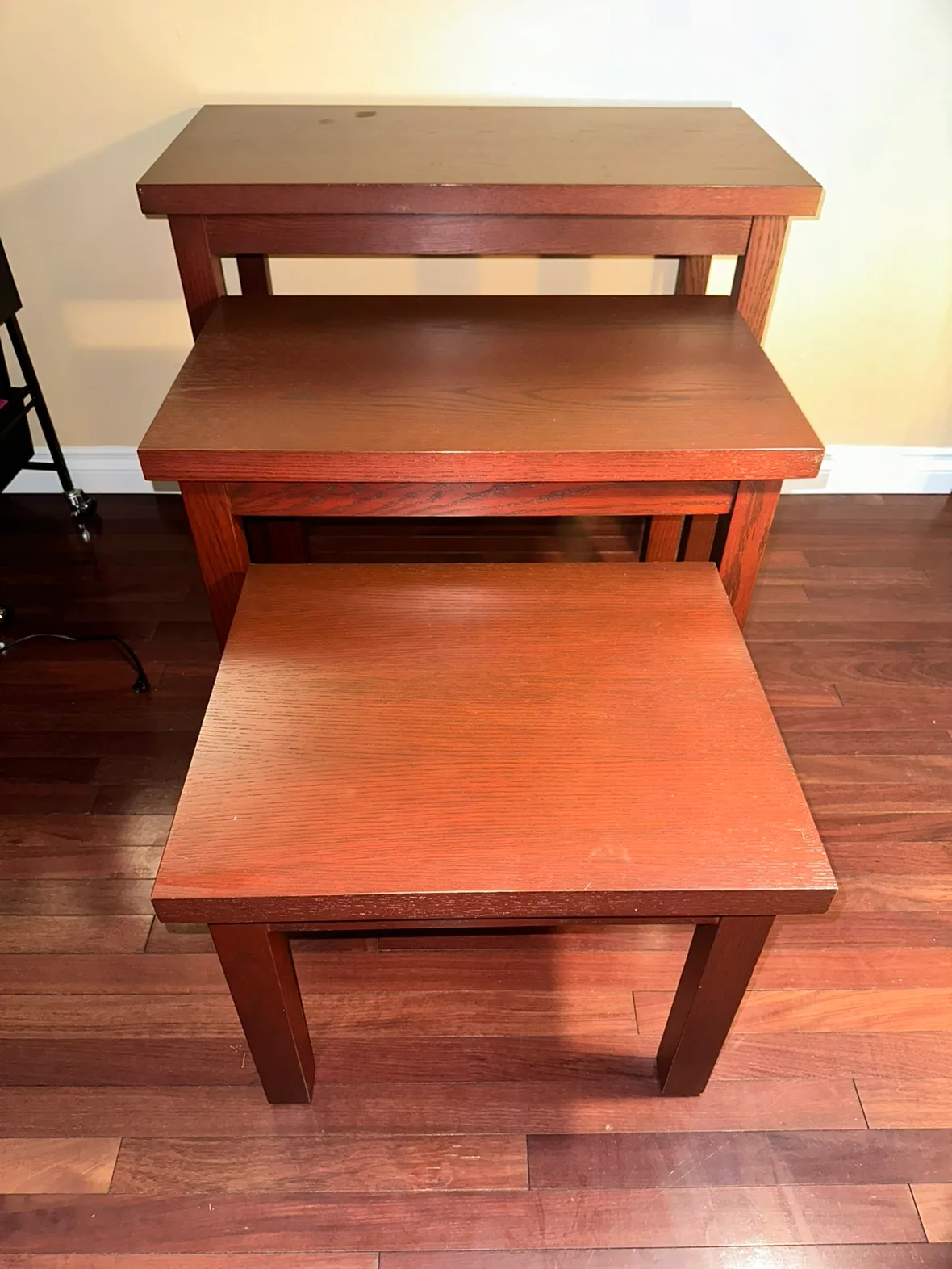 3 Piece Red Oak Wooden Table Set thumbnail