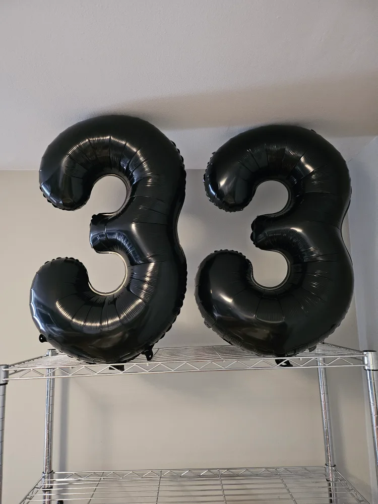 32 inch Number 33 Black Balloons - Birthday Party Decorations thumbnail