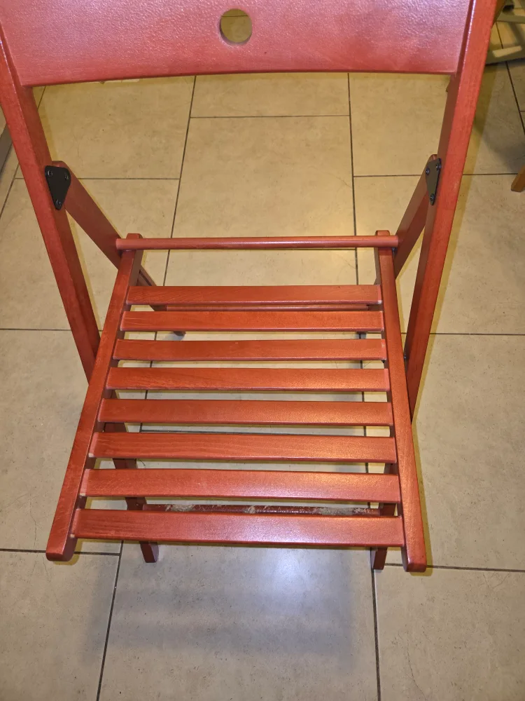 Pair of Red Folding Wooden Chairs image indicator(3)