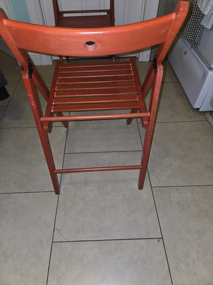 Pair of Red Folding Wooden Chairs image indicator(4)