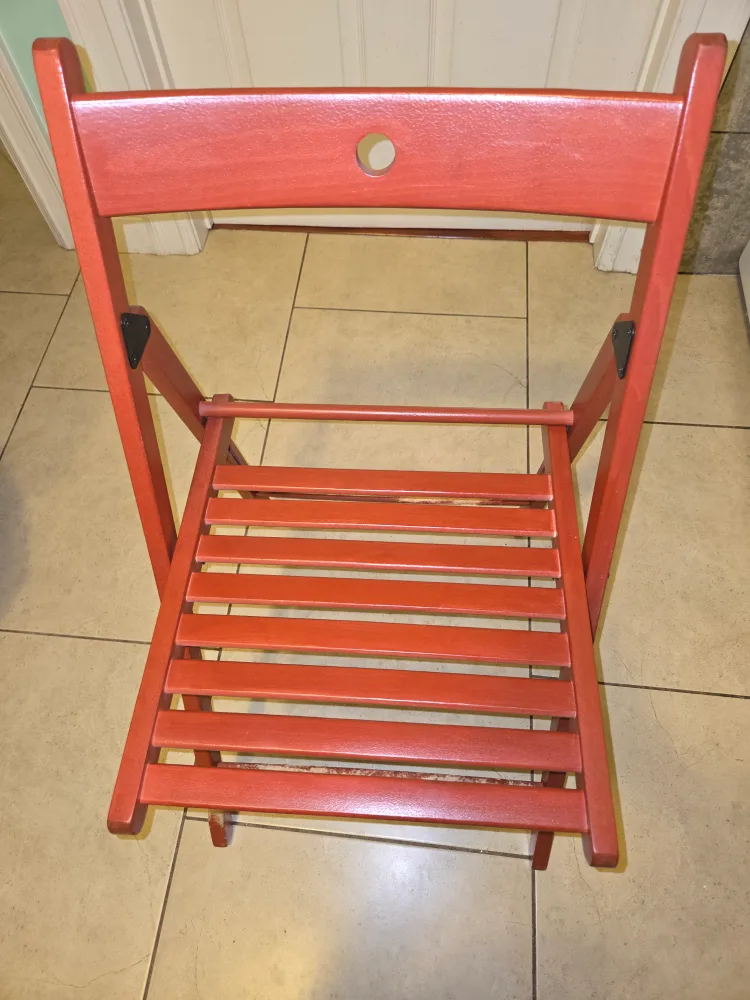 Pair of Red Folding Wooden Chairs image indicator(6)
