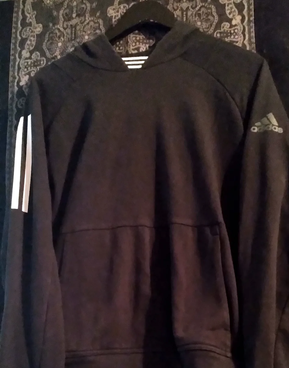 ADIDAS HOODIE - BLACK - WHITE STRIPES - ADIDAS LOGO image indicator(3)