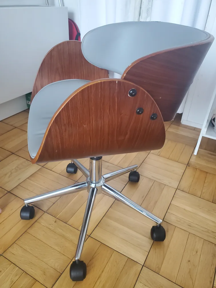 Mid-Century Modern Swivel Office Chair - Gray and Walnut image indicator(2)