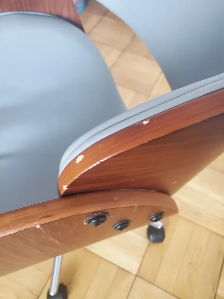 Mid-Century Modern Swivel Office Chair - Gray and Walnut image indicator(3)