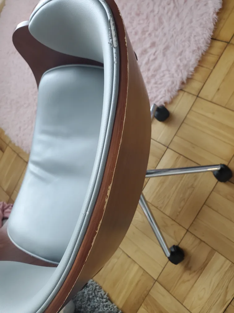 Mid-Century Modern Swivel Office Chair - Gray and Walnut image indicator(4)