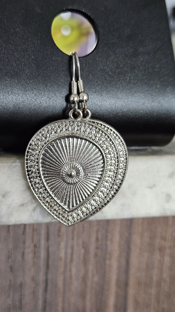 Silver Teardrop Earrings, Leaf design - photo 5