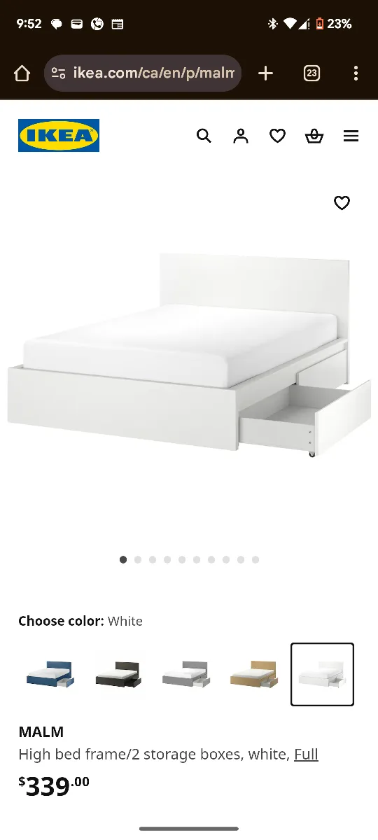 IKEA MALM High Bed Frame- White thumbnail