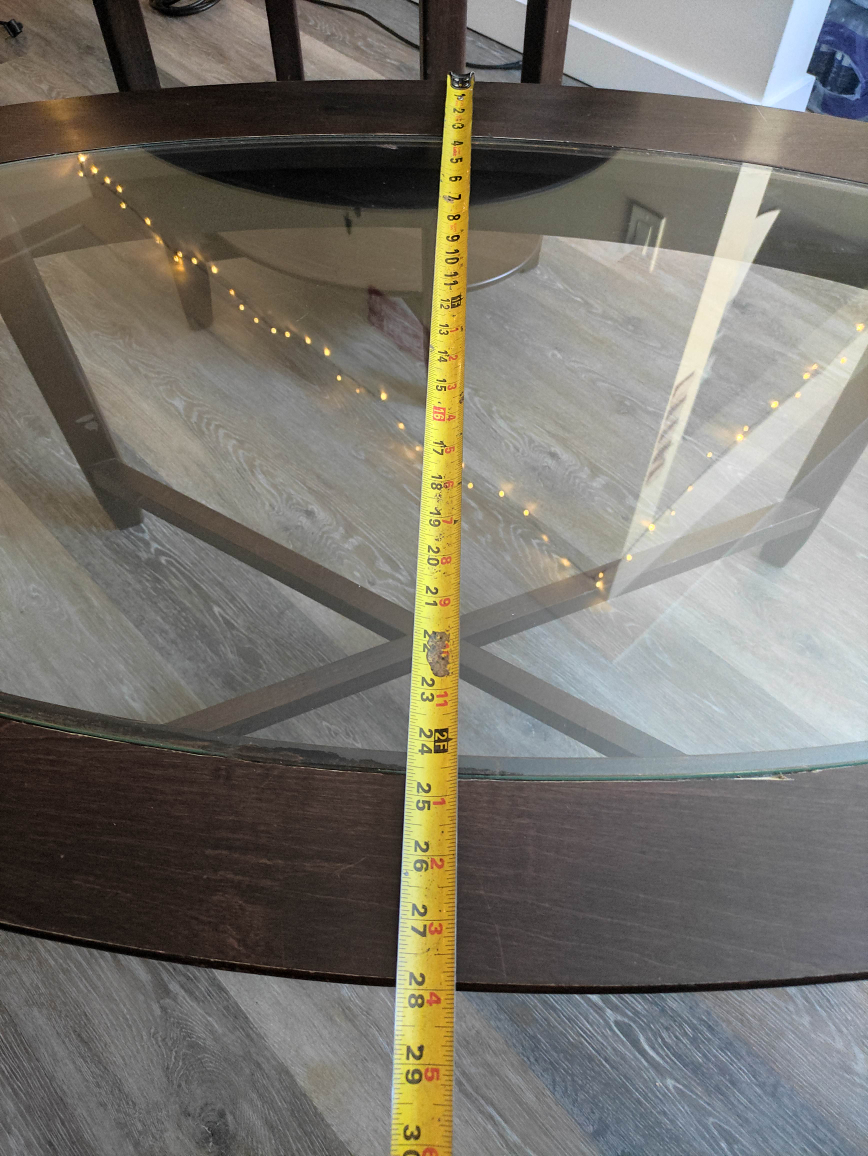 Dark Brown Wood Oval Coffee Table Set with Glass Tops - photo 3