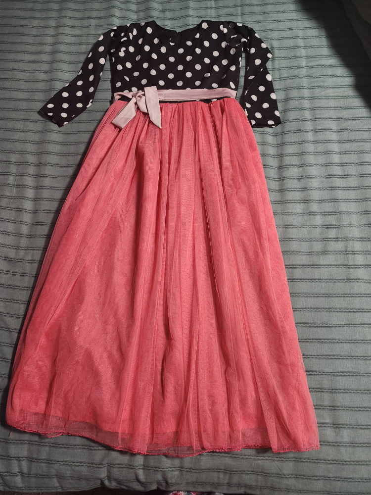 Pink Tulle Dress with Black Polka Dot Top