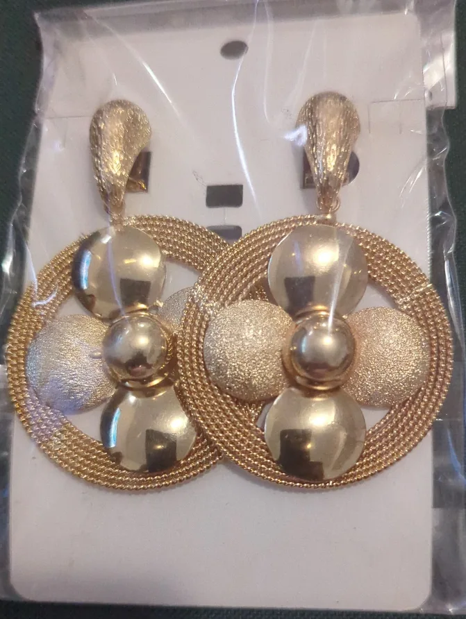Gold statement earrings thumbnail