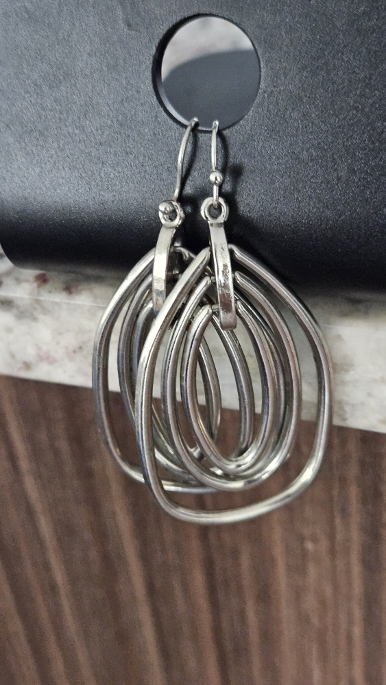 Silver Layered Teardrop Earrings