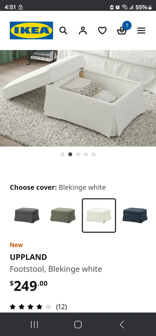 IKEA UPP LAND Footstool - Blekinge White image indicator(2)