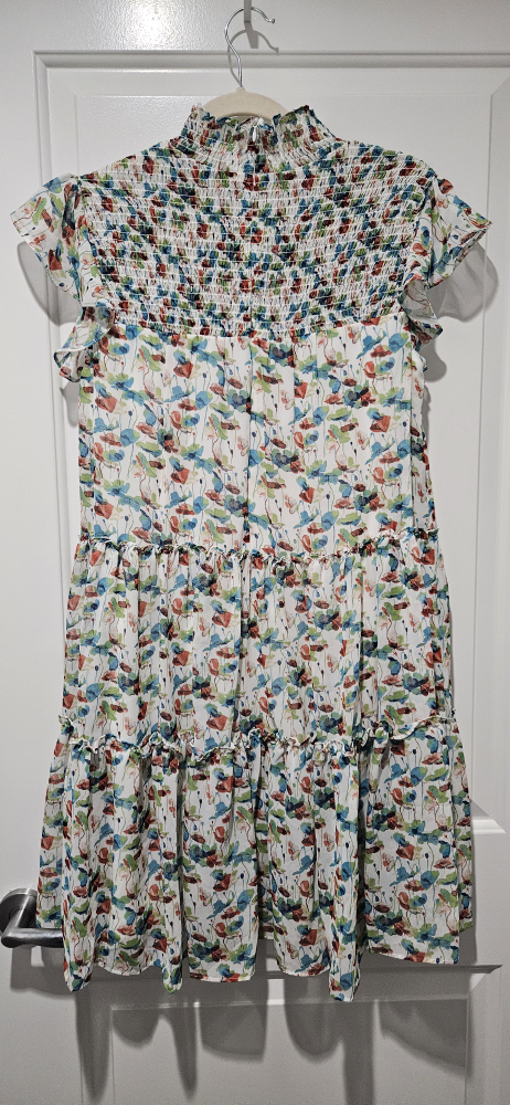 Maison Tara, Floral Smocked Mini Dress Size 8
