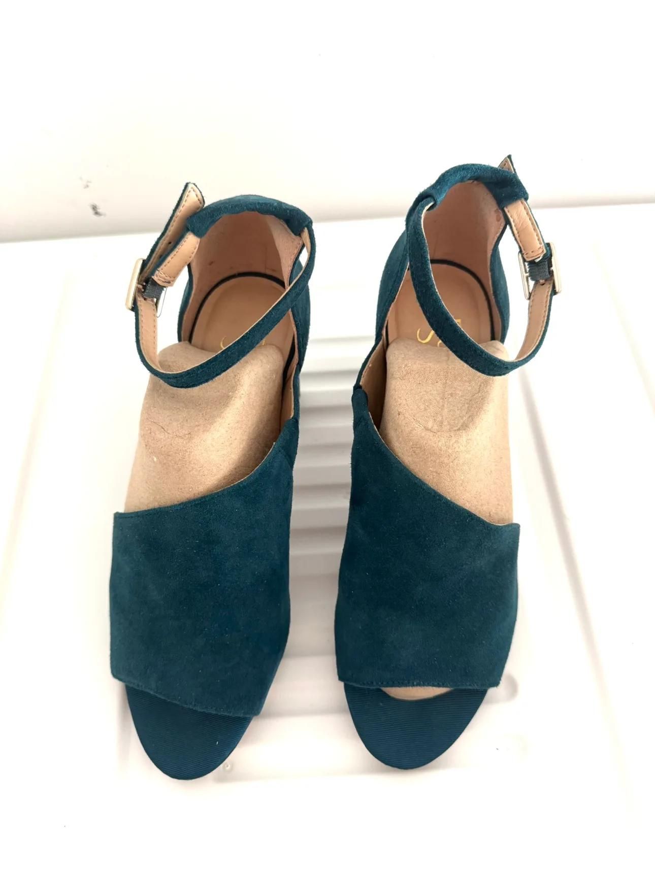 Franco Sarto Teal Suede Heels image indicator(3)