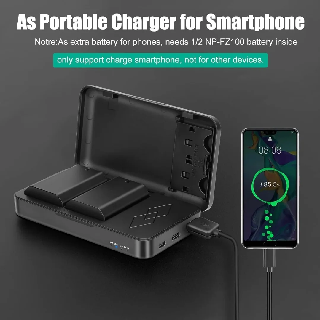 2280mAh NP-FZ100 Battery & Dual USB Charger for Sony A7 Series image indicator(4)