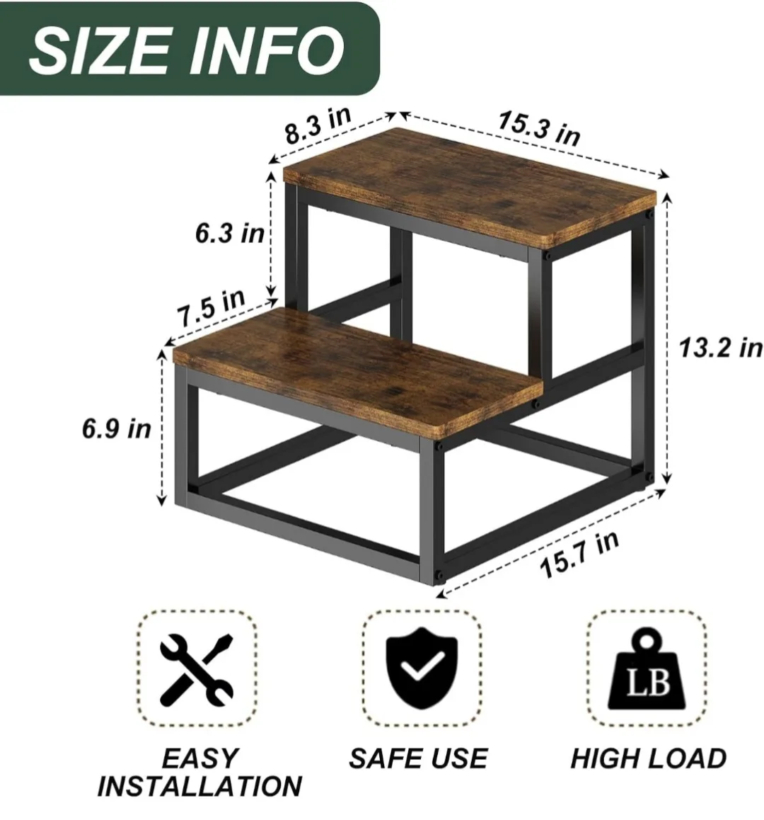 Wisdom Star 2-TIER STEP STOOL - Rustic Brown image indicator(2)