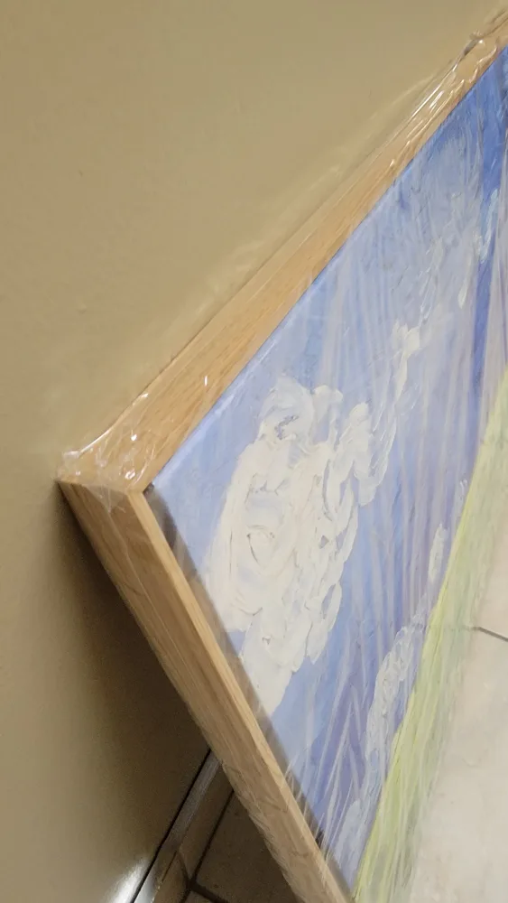 Framed Canvas Wall Art - Van Gogh Wheatfield Under Thunderclouds image indicator(3)