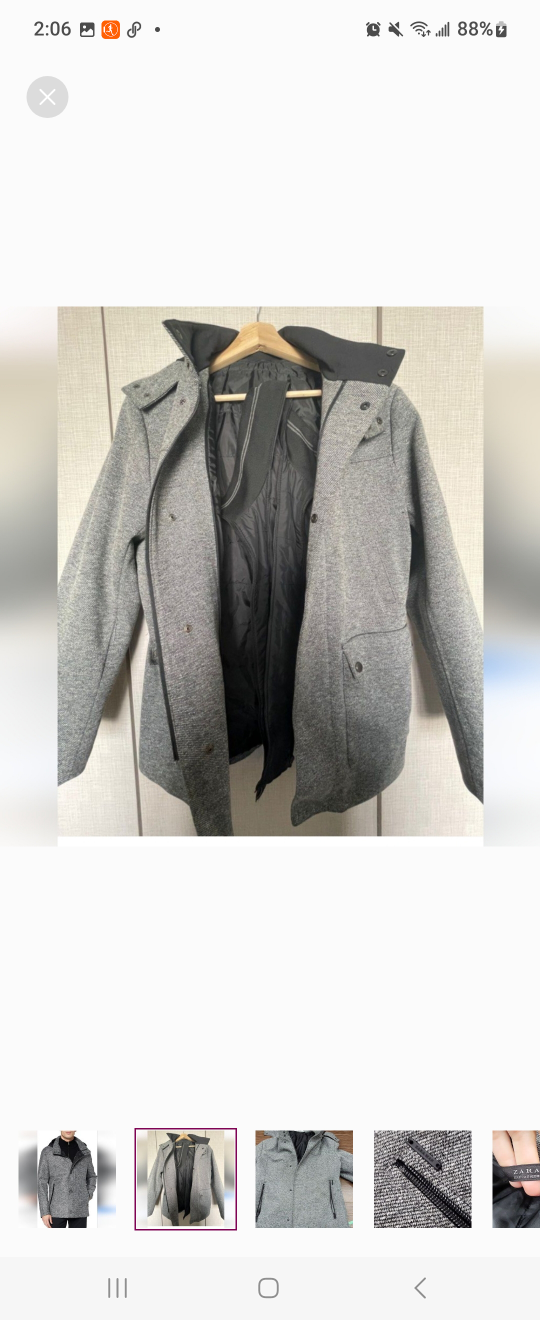 Zara Man Grey Tweed Jacket, Size S - photo 2