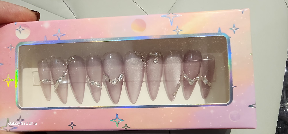 Rhinestone Stiletto Fake Nails