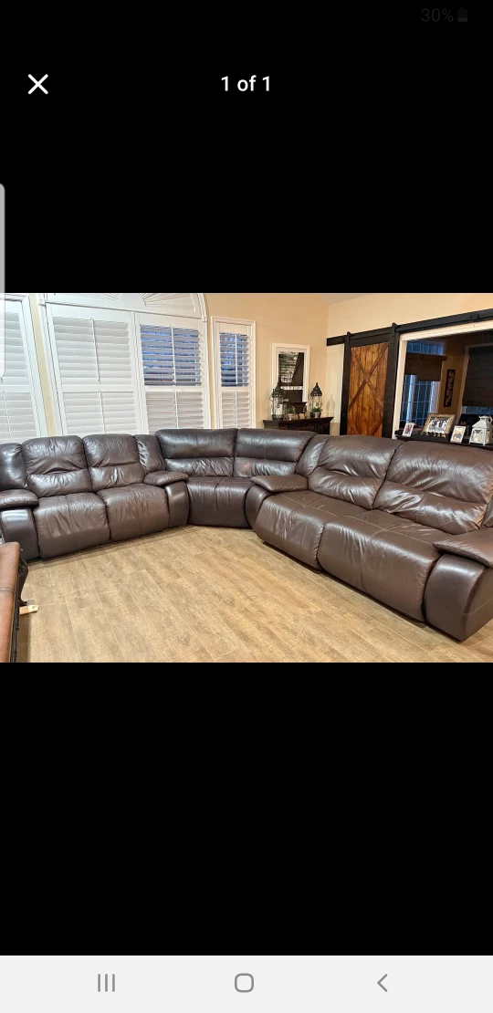Large Brown Leather Sectional