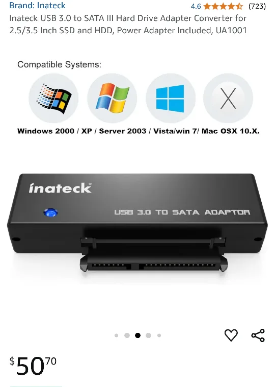 Inateck USB 3.0 to SATA III Hard Drive Adapter Converter image indicator(6)