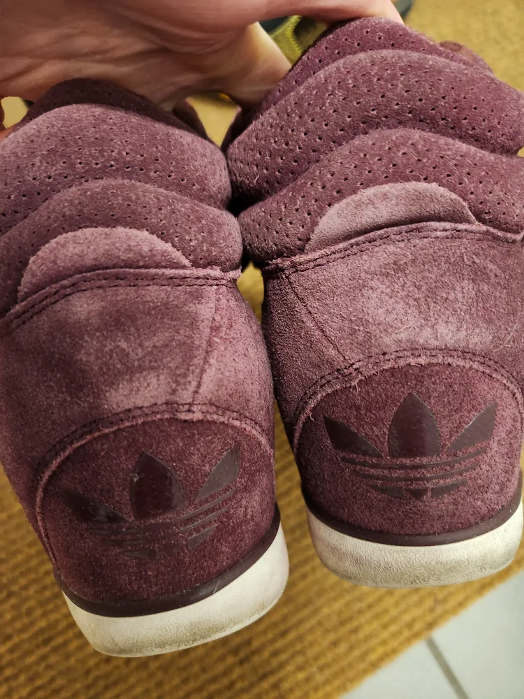 Adidas Women's Burgundy Suede High Top Wedge Sneakers image indicator(2)