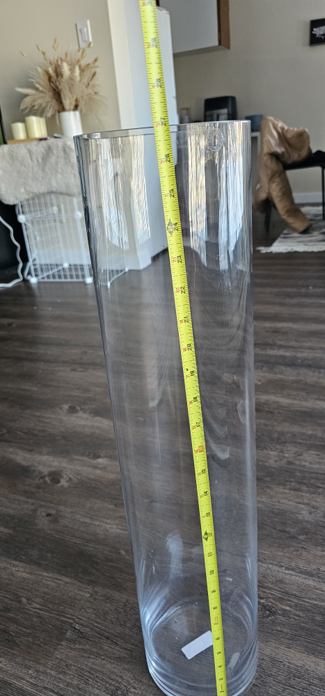 Tall Clear Glass Cylinder Vase - photo 4