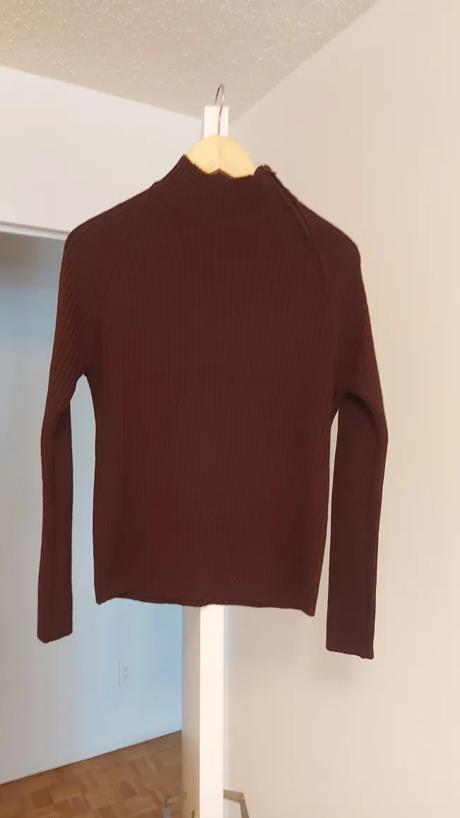 Burgundy Mock Neck Knit Sweater thumbnail