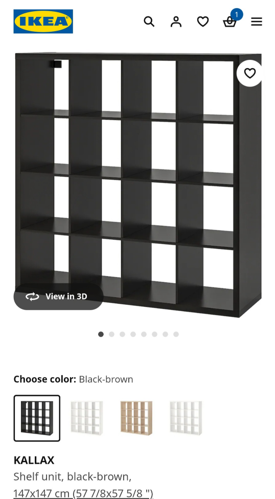 2 Used IKEA Kallax Shelf Unit - Black-Brown