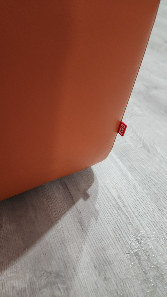 EQ3 Grey Leather Sectional with Orange Leather Ottoman - photo 5