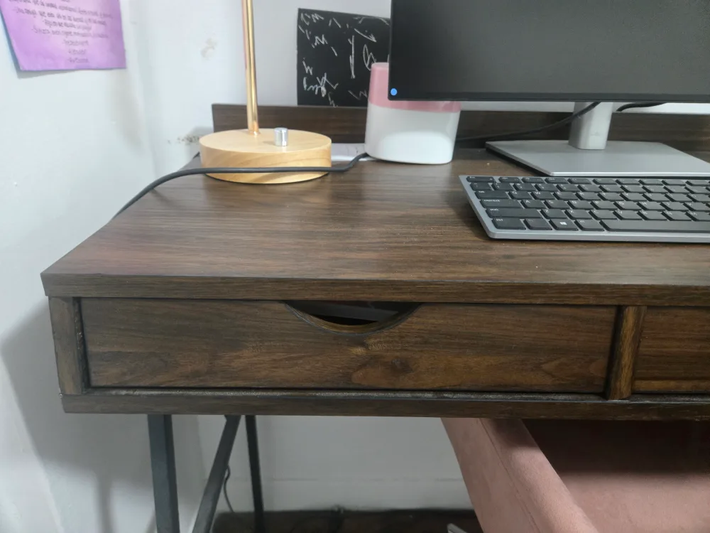 Desk and Pink Velvet Chair Set image indicator(2)