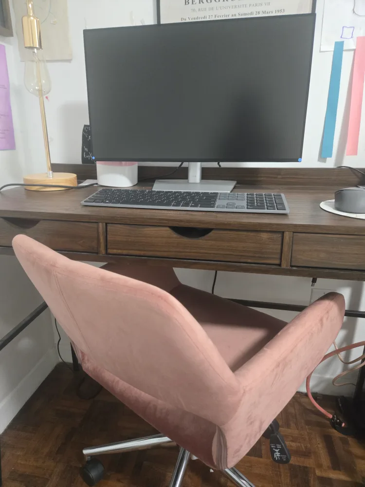 Desk and Pink Velvet Chair Set image indicator(5)