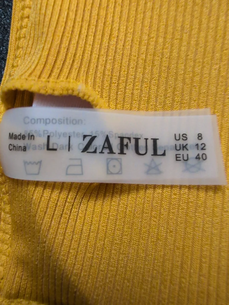 ZAFUL Mustard Yellow Ribbed Bikini Top - Size 8 💚 image indicator(4)